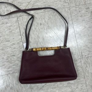 J McLaughlin shoulder bag with bamboo clutch handles